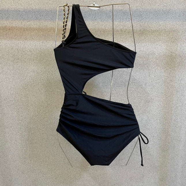 CC BIKINI SWIMSUIT SET IN BLACK AND WHITE LOGO 599123