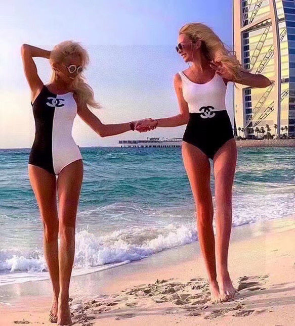 CC BIKINI SWIMSUIT SET IN BLACK AND WHITE 613717