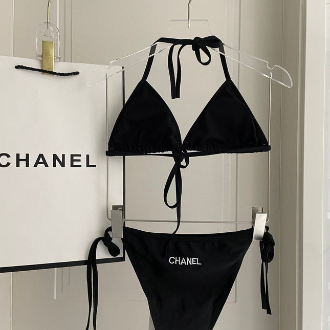 CC BIKINI SWIMSUIT SET IN BLACK EMBROIDERED LOGO 624564