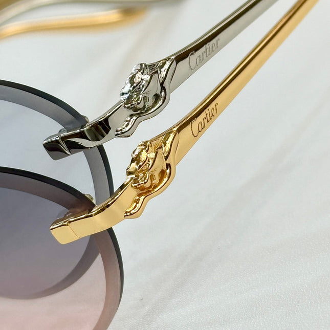 PANTHÈRE RIMLESS ROUND FRAME SUNGLASSES CT0504S IN METAL