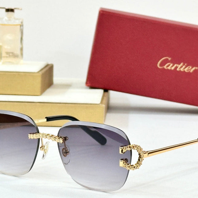CRYSTAL STUDDED RIMLESS SQUARE FRAME SUNGLASSES CT0604S IN METAL