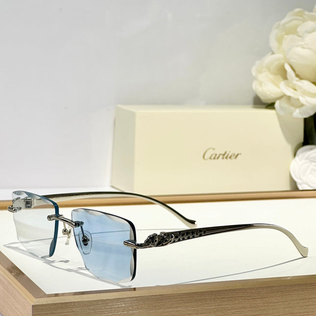 PANTHÈRE PHOTOCHROMIC LENSES RIMLESS SQUARE FRAME SUNGLASSES 580911 IN METAL