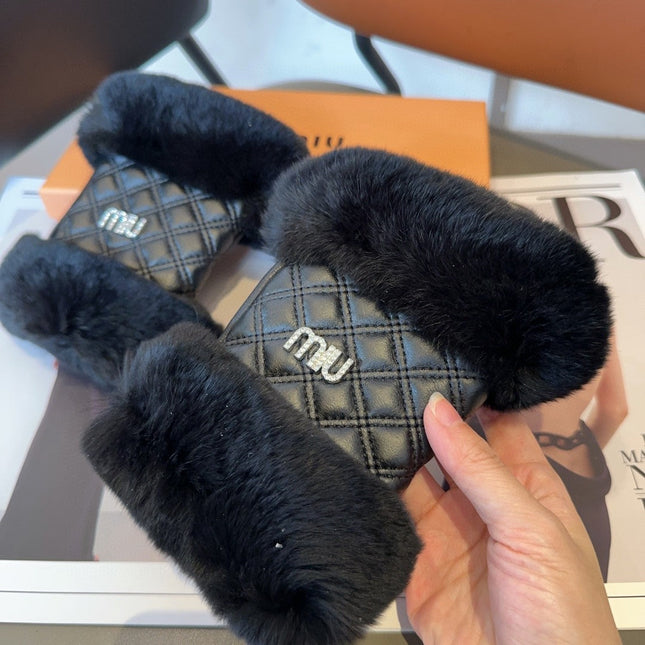 FINGERLESS GLOVES IN BLACK RABBIT FUR AND LAMBSKIN 463912