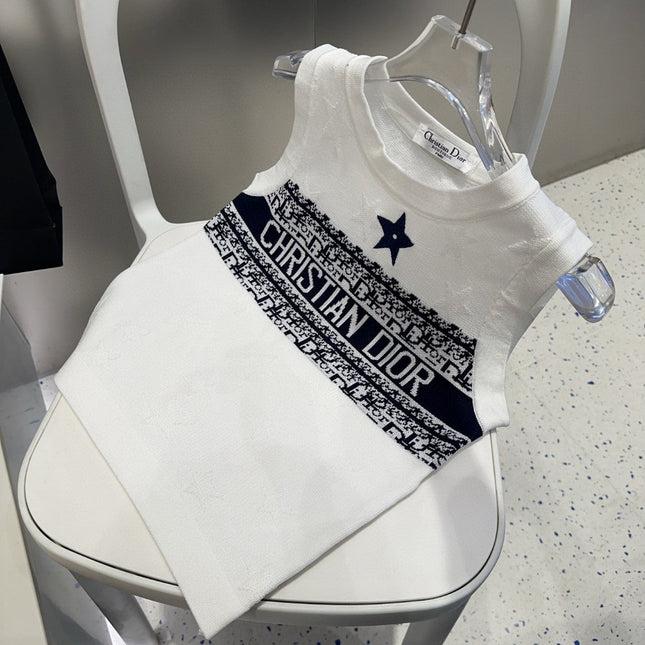 TANK TOP 612065 IN WHITE COTTON RIBBED EMBOSSED LOGO