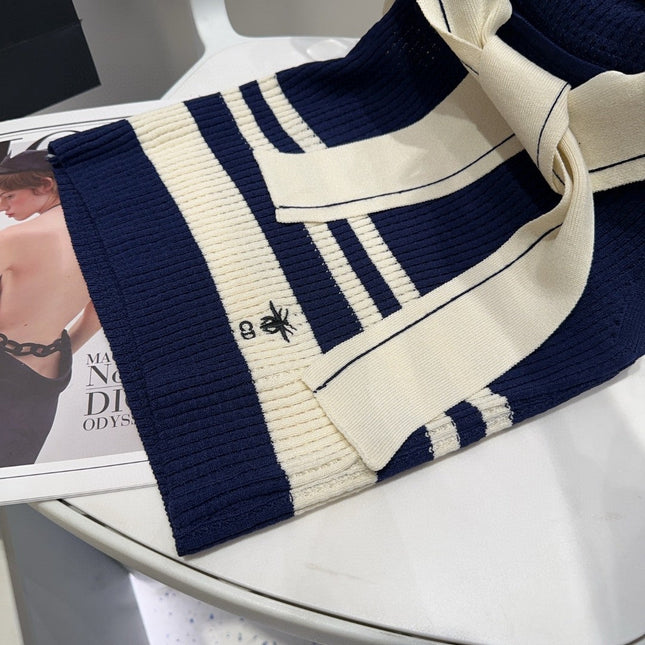 STRIPED TANK TOP 612059 IN NAVY BLUE AND WHITE COTTON RIBBED