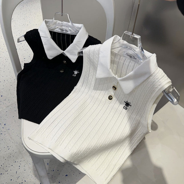 POLO TANK TOP 610337 IN WHITE COTTON RIBBED