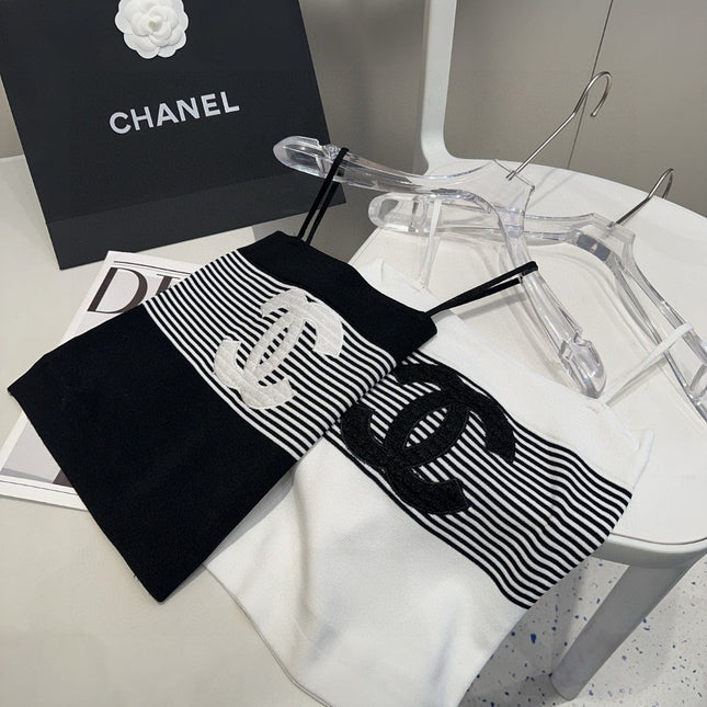 STRIPED CAMISOLE 610345 IN BLACK AND WHITE COTTON RIBBED