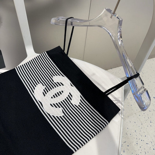 STRIPED CAMISOLE 610345 IN BLACK AND WHITE COTTON RIBBED