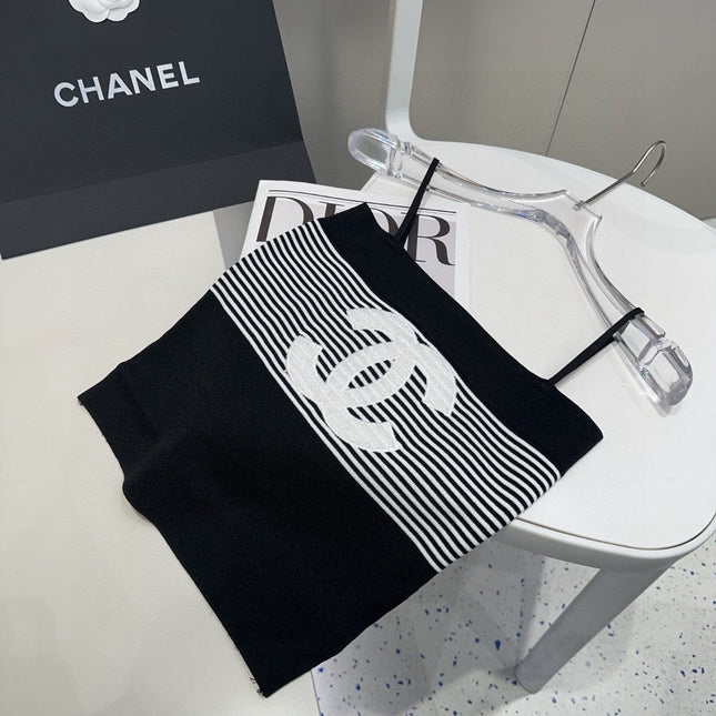 STRIPED CAMISOLE 610345 IN BLACK AND WHITE COTTON RIBBED