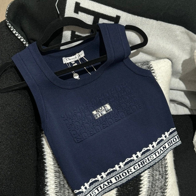 TANK TOP 612061 IN NAVY BLUE COTTON RIBBED