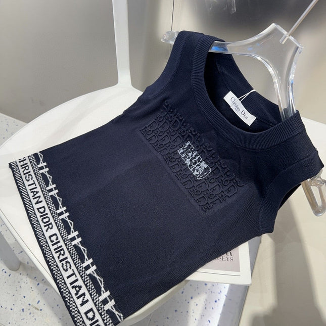 TANK TOP 612061 IN NAVY BLUE COTTON RIBBED