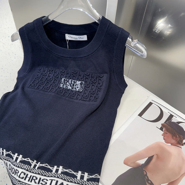 TANK TOP 612061 IN NAVY BLUE COTTON RIBBED