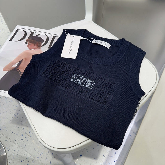 TANK TOP 612061 IN NAVY BLUE COTTON RIBBED