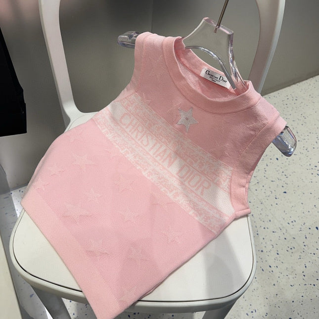 TANK TOP 612066 IN PINK COTTON RIBBED EMBOSSED LOGO