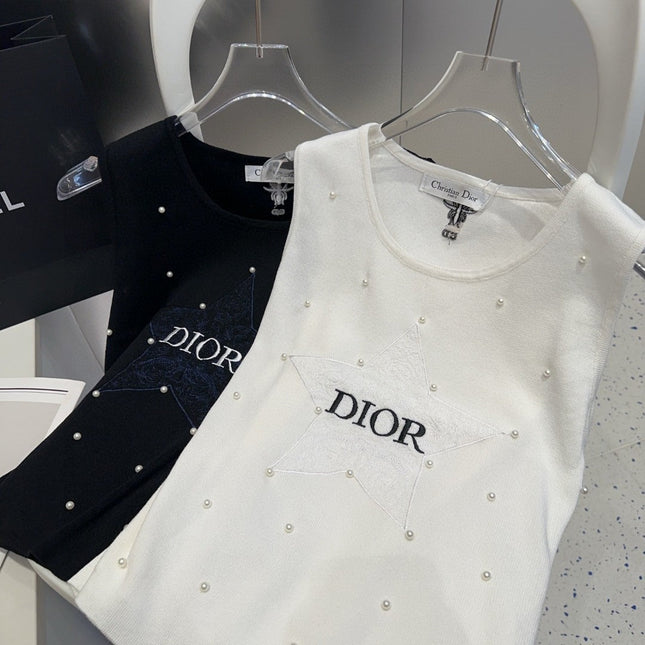 TANK TOP 633197 IN BLACK COTTON EMBOSSED PEARL