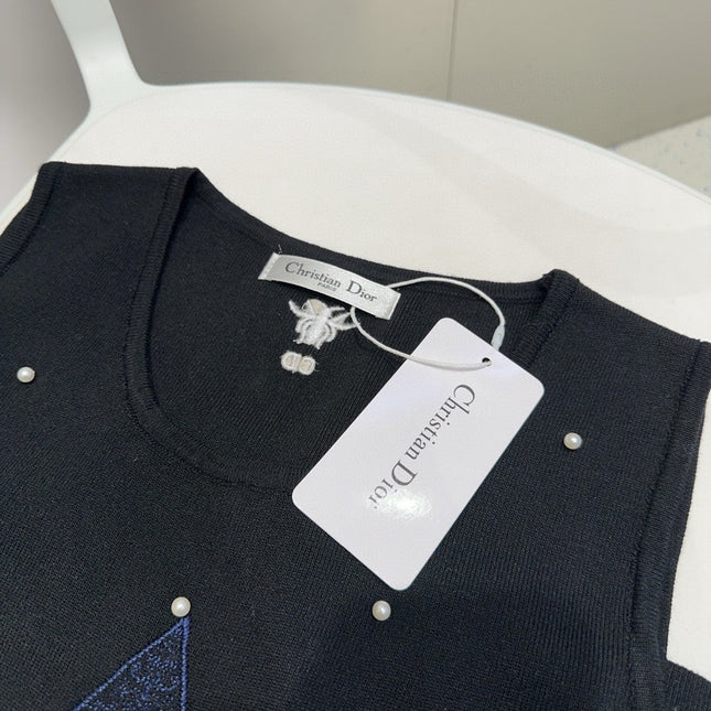 TANK TOP 633197 IN BLACK COTTON EMBOSSED PEARL