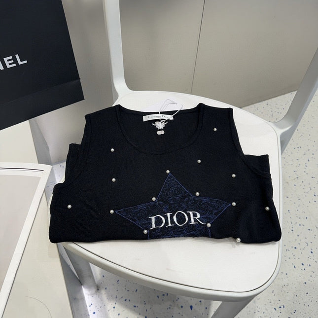 TANK TOP 633197 IN BLACK COTTON EMBOSSED PEARL