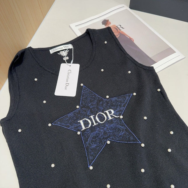 TANK TOP 633197 IN BLACK COTTON EMBOSSED PEARL