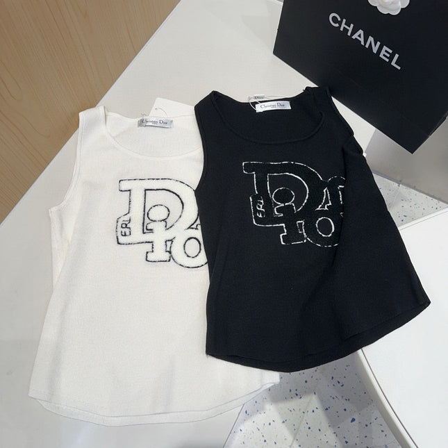 CAMISOLE 619300 IN BLACK COTTON RIBBED KNIT TEXTURED LOGO