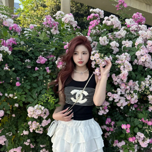 TANK TOP 633198 IN BLACK AND WHITE COTTON