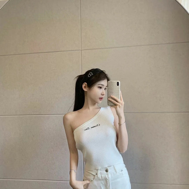 ONE SHOULDER TOP 633200 IN WHITE COTTON