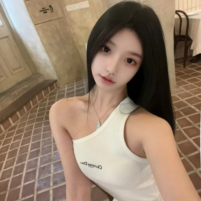 ONE SHOULDER TOP 633200 IN WHITE COTTON