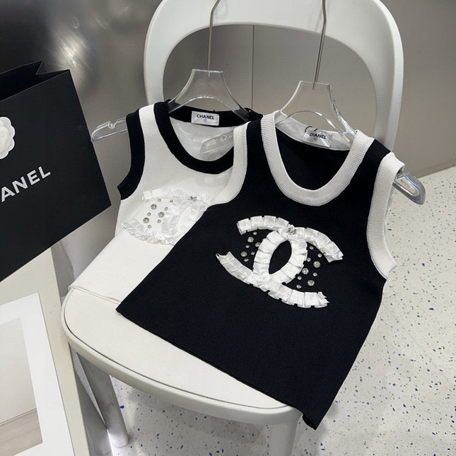 CAMISOLE 627702 IN WHITE COTTON RIBBED KNIT BLACK TRIM