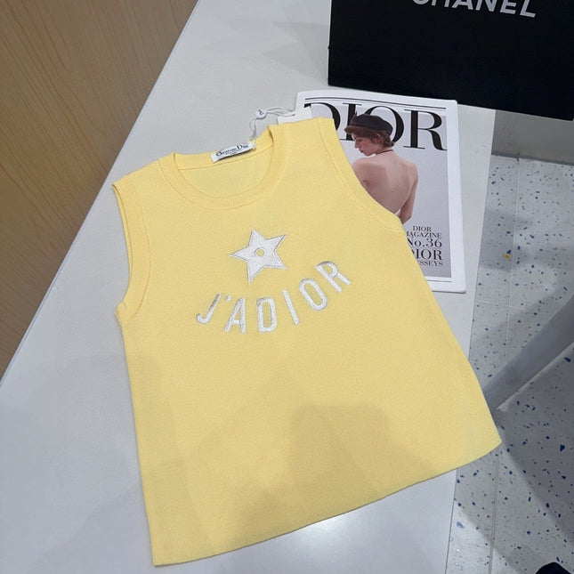 TANK TOP 622148 IN YELLOW COTTON RIBBED STAR AND LOGO