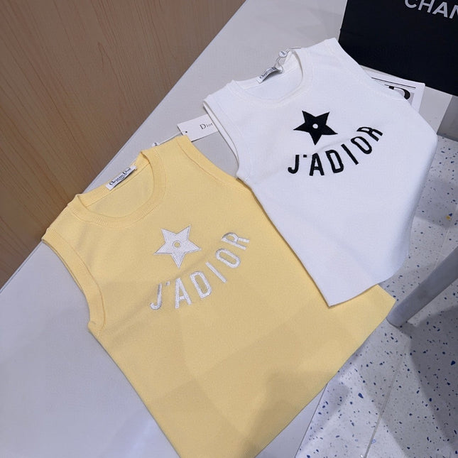 TANK TOP 622148 IN YELLOW COTTON RIBBED STAR AND LOGO
