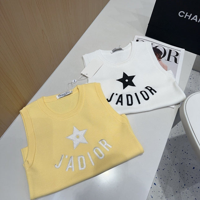 TANK TOP 622148 IN YELLOW COTTON RIBBED STAR AND LOGO