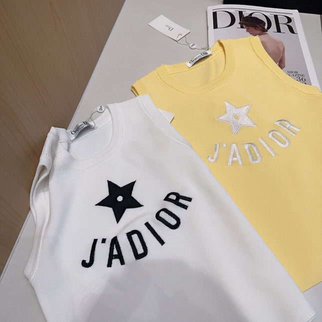 TANK TOP 622148 IN YELLOW COTTON RIBBED STAR AND LOGO