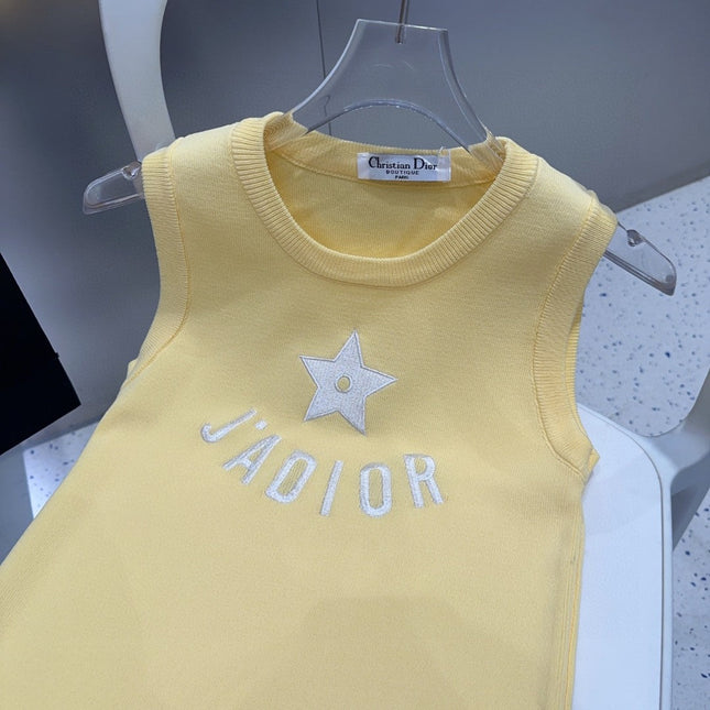 TANK TOP 622148 IN YELLOW COTTON RIBBED STAR AND LOGO