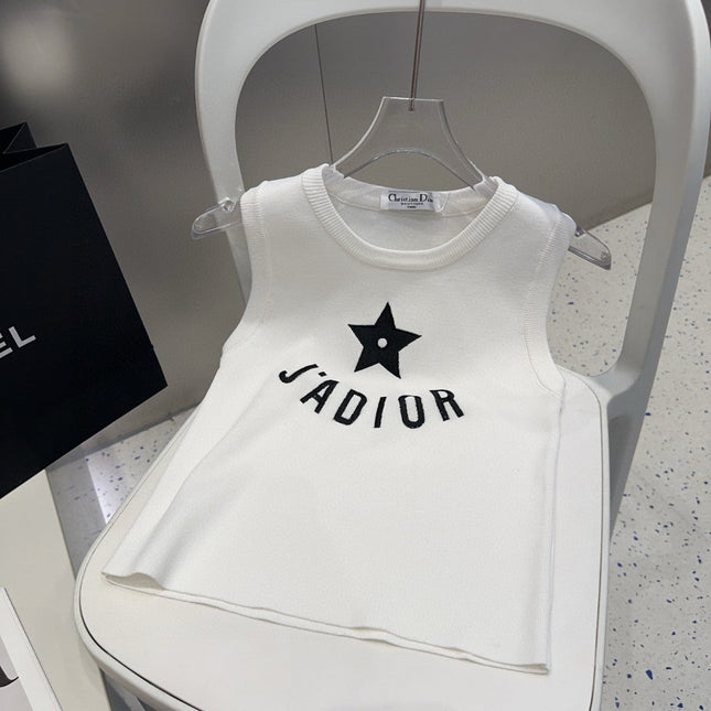TANK TOP 622149 IN WHITE COTTON RIBBED STAR AND LOGO