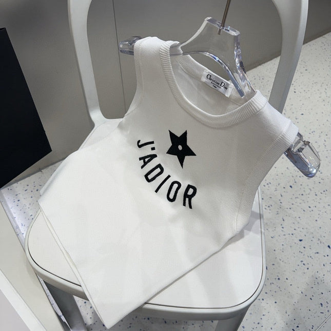 TANK TOP 622149 IN WHITE COTTON RIBBED STAR AND LOGO