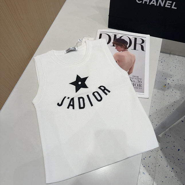 TANK TOP 622149 IN WHITE COTTON RIBBED STAR AND LOGO