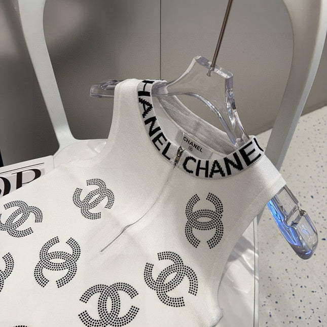 TANK TOP 625959 IN WHITE COTTON RIBBED EMBOSSED LOGO