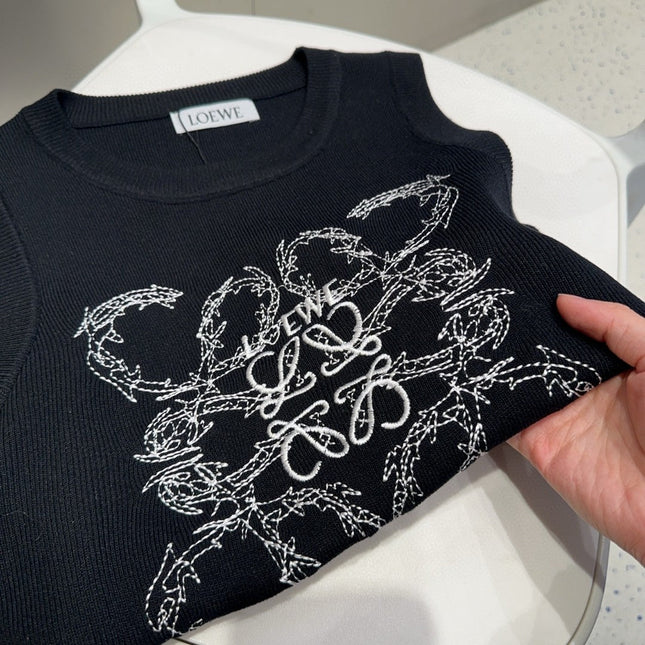 TANK TOP 633202 IN BLACK COTTON RIBBED KNIT