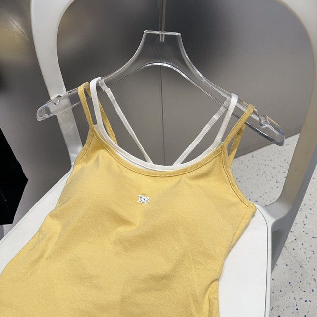 CAMISOLE 625967 IN YELLOW COTTON RIBBED