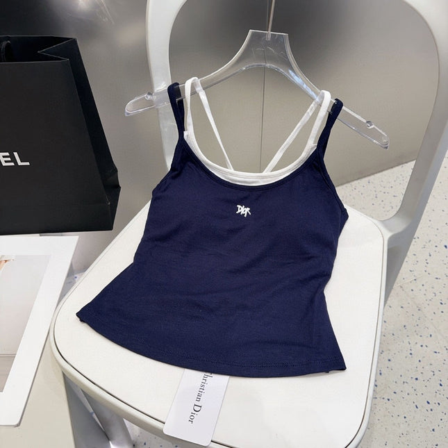 CAMISOLE 625968 IN NAVY BLUE COTTON RIBBED