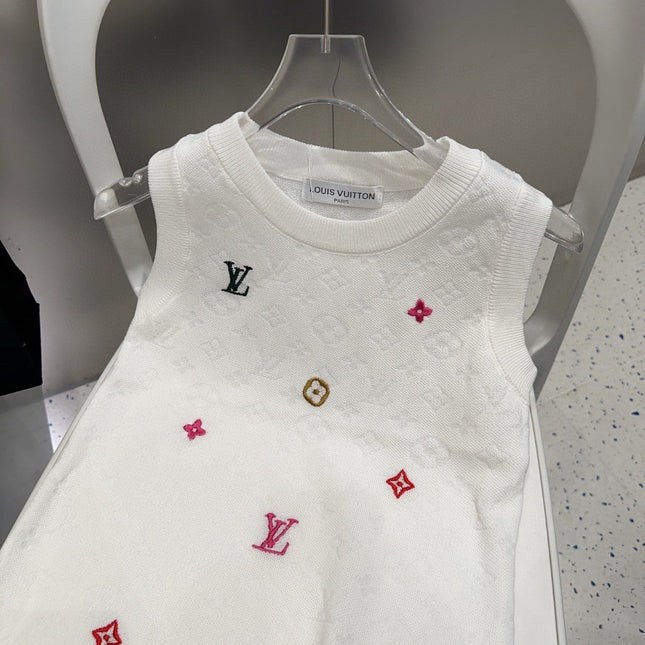 KNITTED VEST 633192 IN WHITE WOOL MUTILCOLOR LOGO