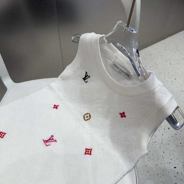 KNITTED VEST 633192 IN WHITE WOOL MUTILCOLOR LOGO