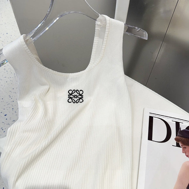 TANK TOP 633195 IN WHITE COTTON EMBOSSED LOGO