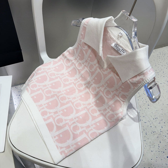 POLO TANK TOP 639169 IN LIGHT PINK COTTON RIBBED KNIT WHITE LOGO