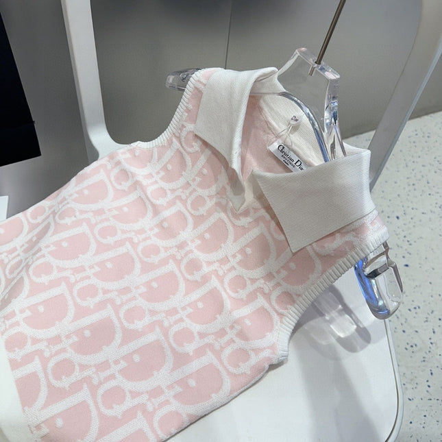 POLO TANK TOP 639169 IN LIGHT PINK COTTON RIBBED KNIT WHITE LOGO