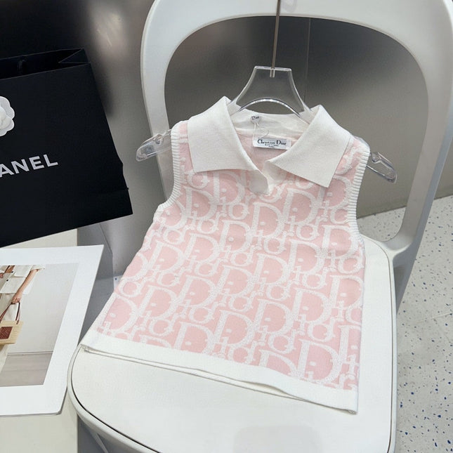 POLO TANK TOP 639169 IN LIGHT PINK COTTON RIBBED KNIT WHITE LOGO