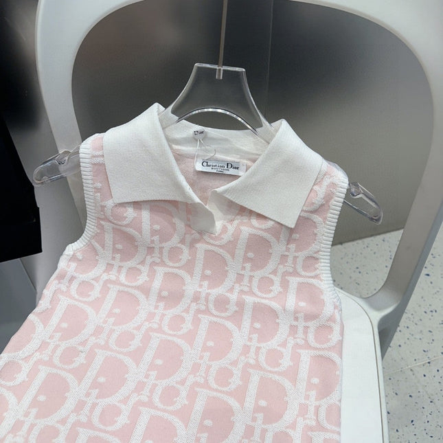 POLO TANK TOP 639169 IN LIGHT PINK COTTON RIBBED KNIT WHITE LOGO