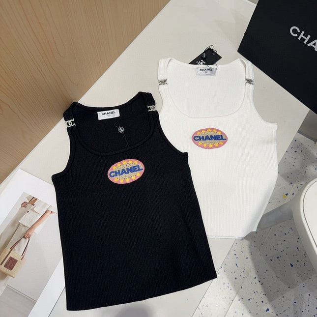 CAMISOLE 639171 IN WHITE COTTON RIBBED KNIT EMBOSSED LOGO ON STRAPS