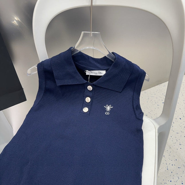 POLO TANK TOP 639172 IN NAVY BLUE COTTON RIBBED KNIT