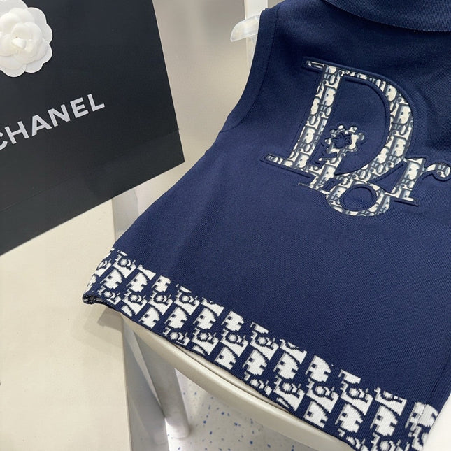 POLO TANK TOP 639172 IN NAVY BLUE COTTON RIBBED KNIT