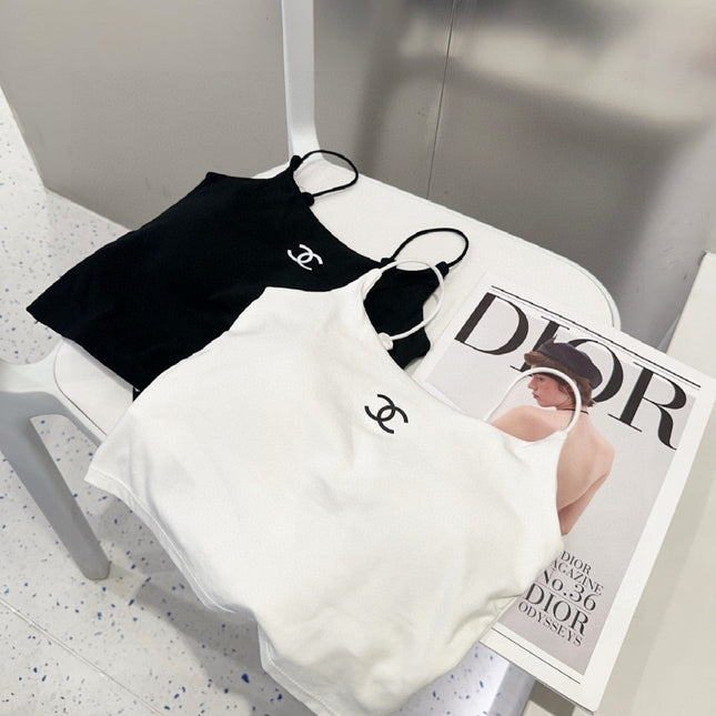 CAMI TOP 640620 IN BLACK COTTON RIBBED KNIT